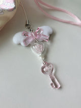 WHITE WING PINK KEY CHAIN