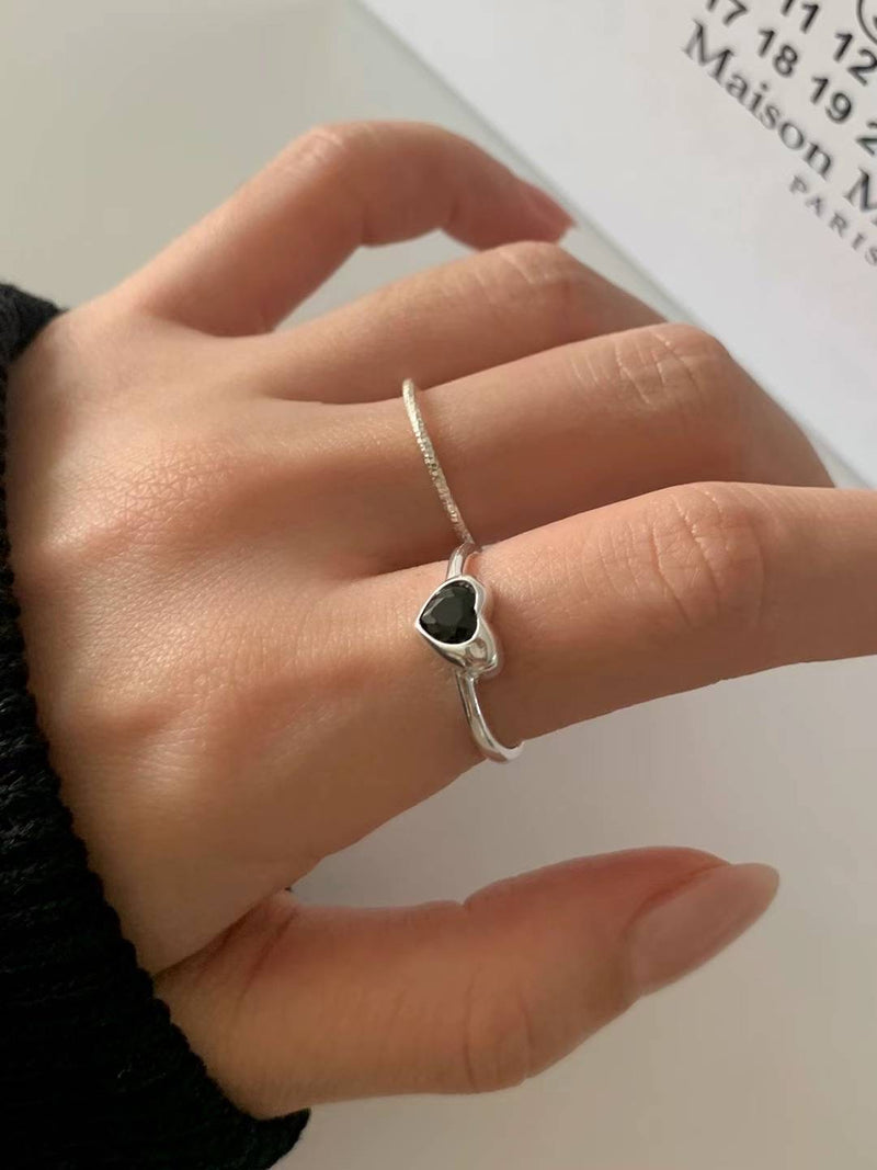 CUBIC HEART OPEN RING