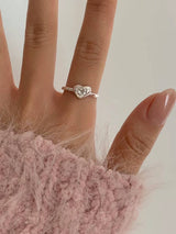 CUBIC HEART OPEN RING