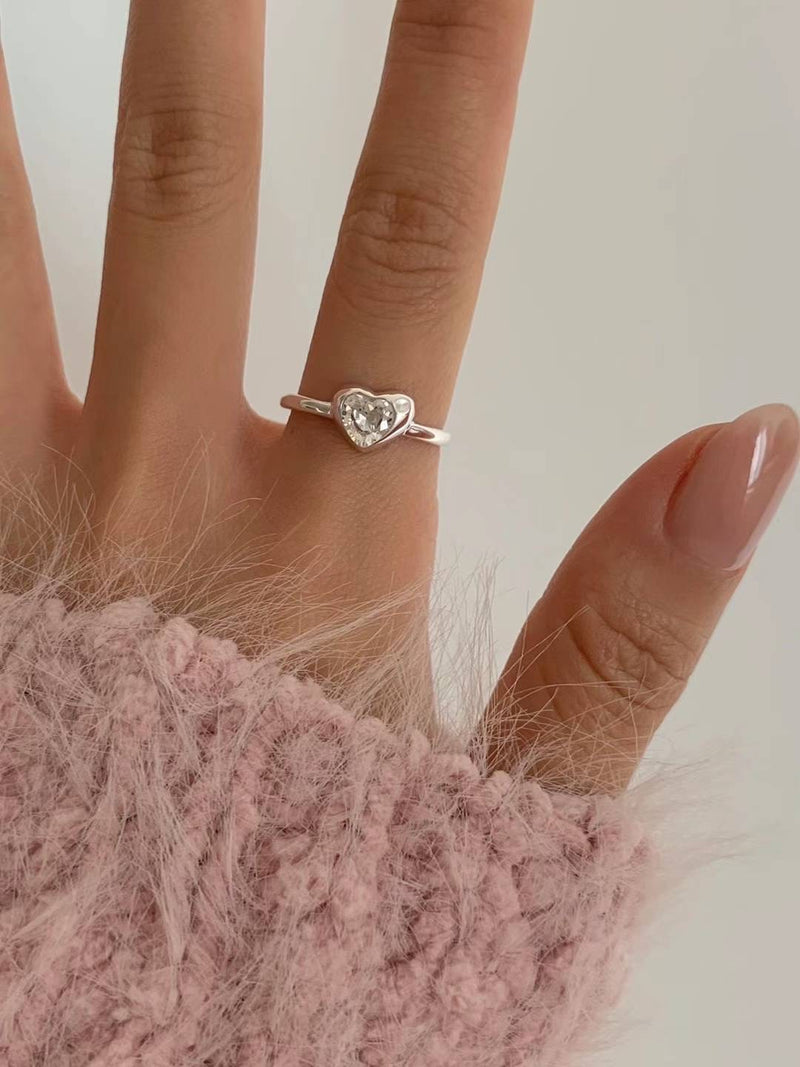 CUBIC HEART OPEN RING