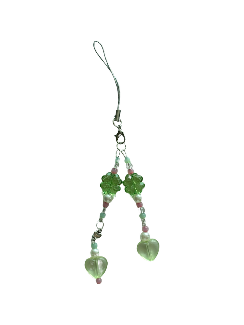 TWO GREEN CLOVER KEY CHAIN