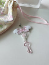 WHITE WING PINK KEY CHAIN