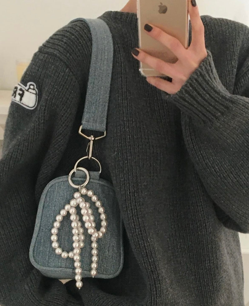 BIG RIBBON PEARL KEY RING