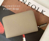 LEATHER SIMPLE ZIPPER CARD WALLET [Pastel pink, Blue]