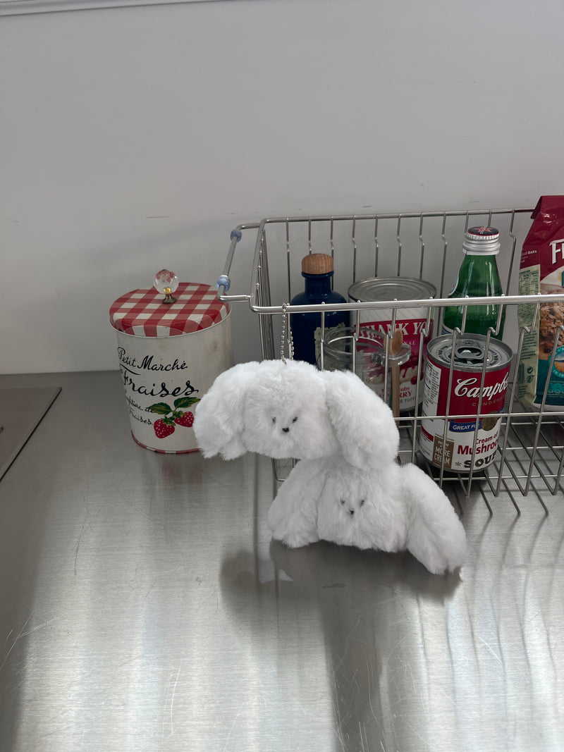WHITE DOGGY KEY RING