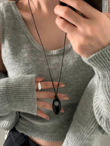 HOLLOW STONE LONG NECKLACE