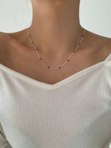 BLACK BALL N SILVER NECKLACE