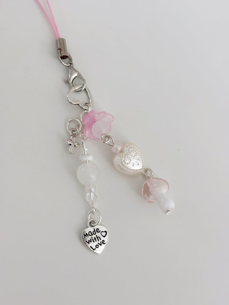 PINK MUSHROOM KEY CHAIN