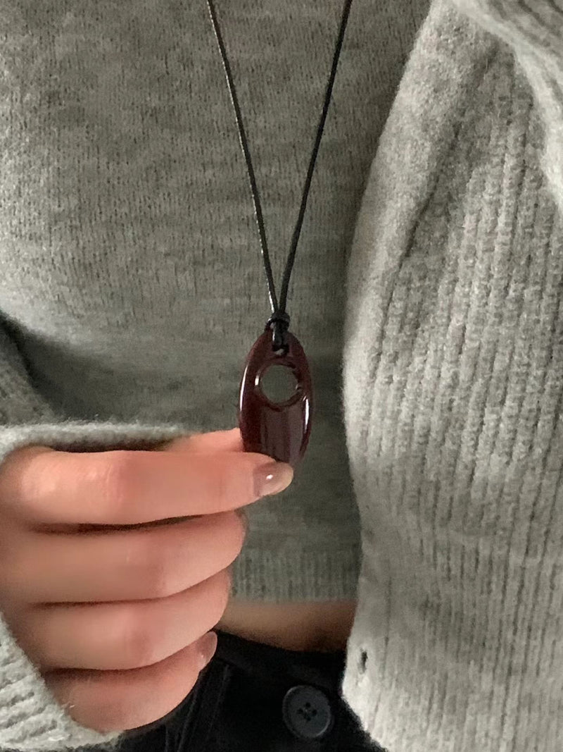 HOLLOW STONE LONG NECKLACE