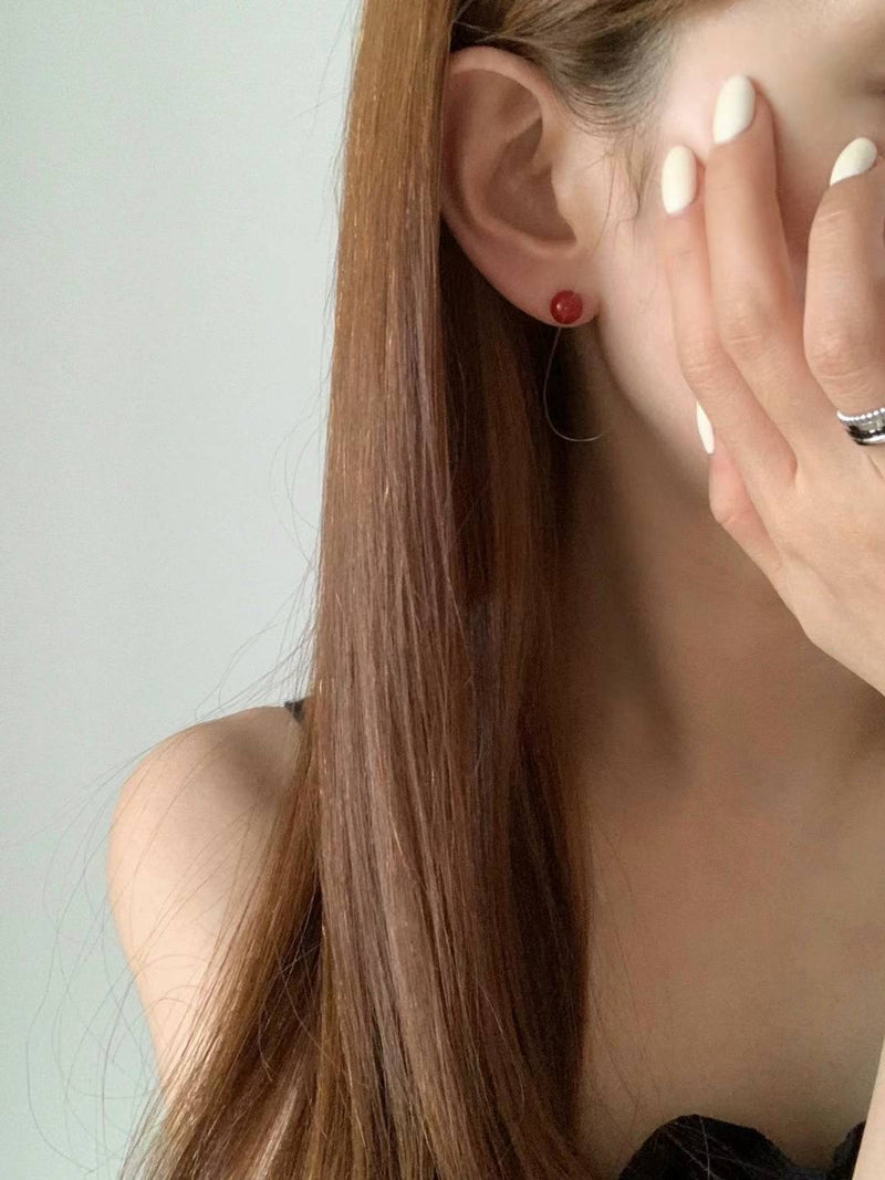 RED PEARL EARRINGS