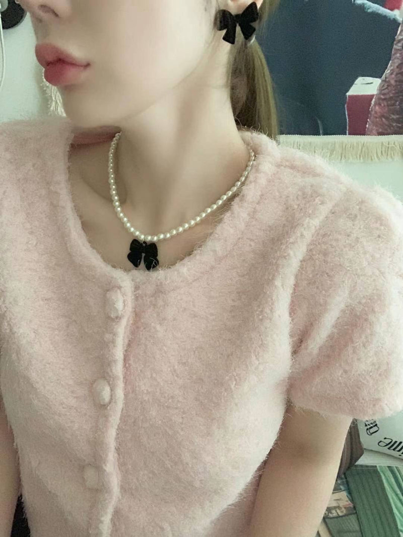 VELVET RIBBON PEARL NECKLACE