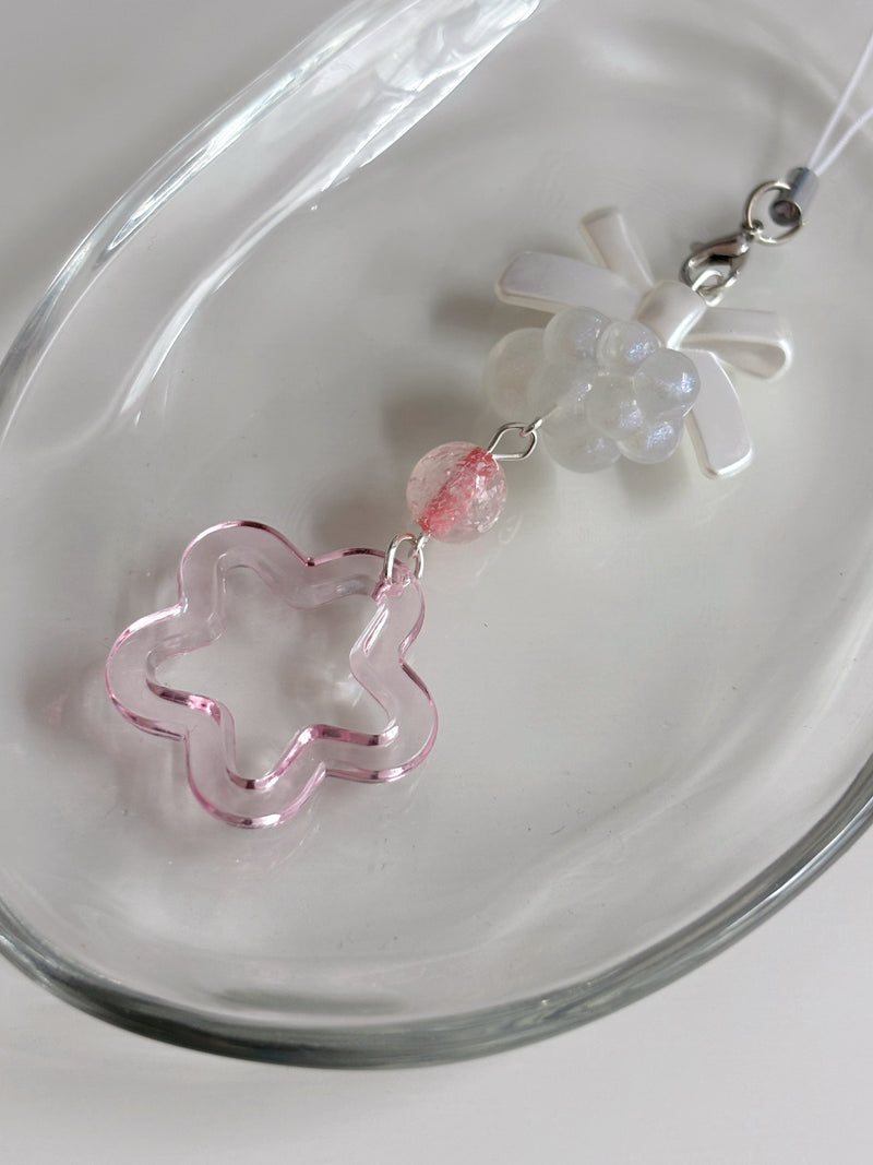 PINK STAR RIBBON KEY CHAIN