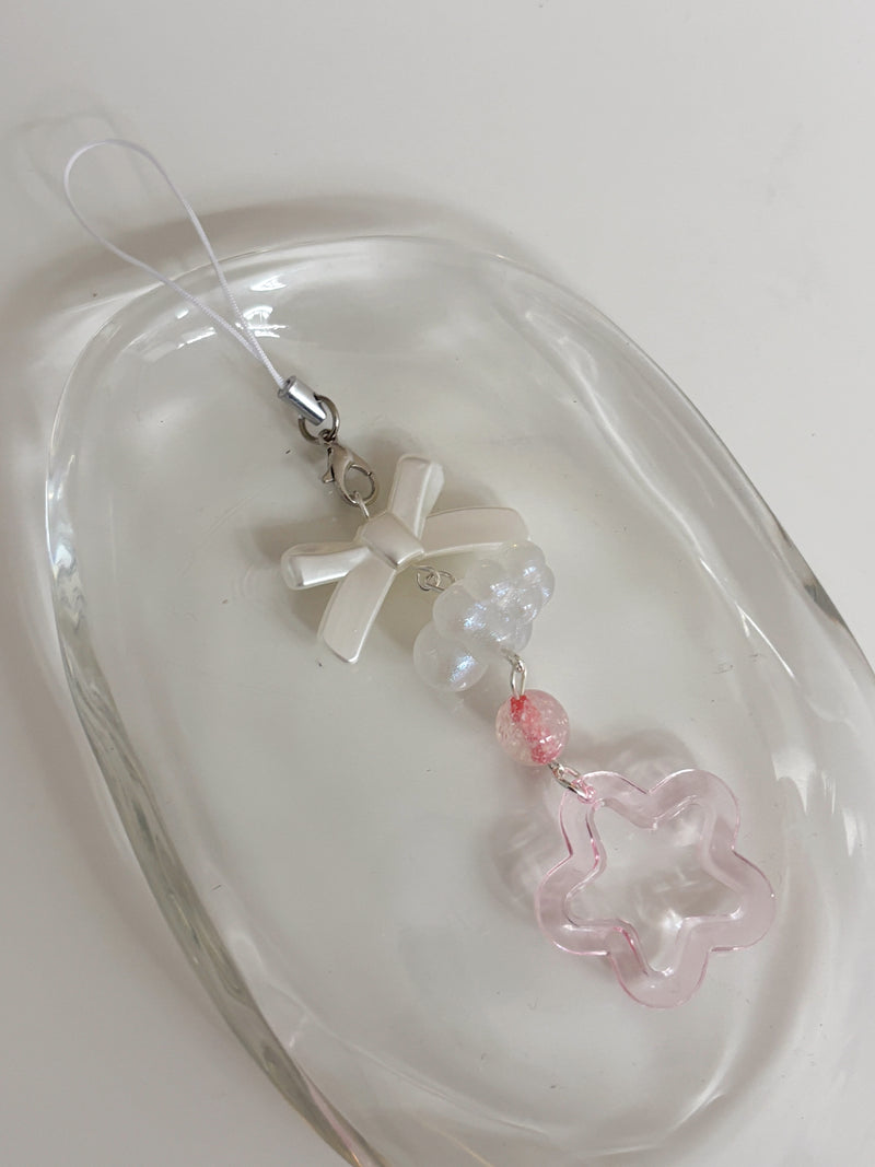 PINK STAR RIBBON KEY CHAIN