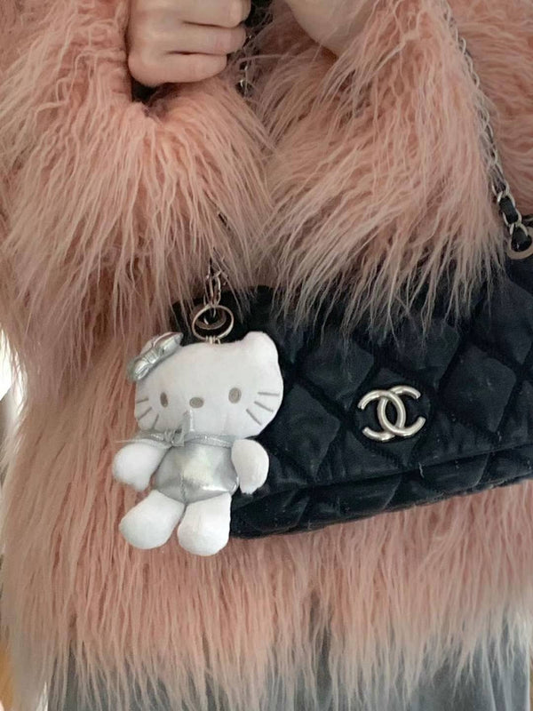 SILVER KITTY KEY RING