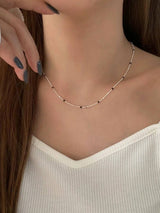 BLACK BALL N SILVER NECKLACE