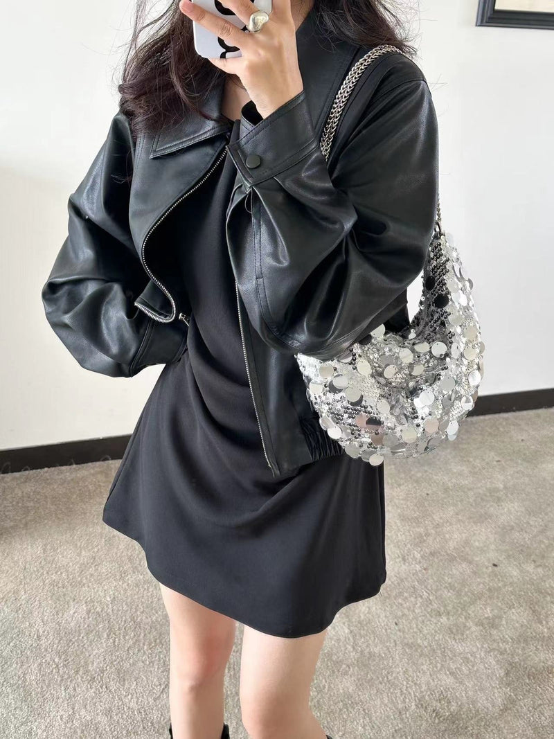 SEQUINS CHAIN HOBO BAG