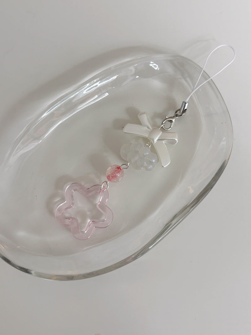 PINK STAR RIBBON KEY CHAIN