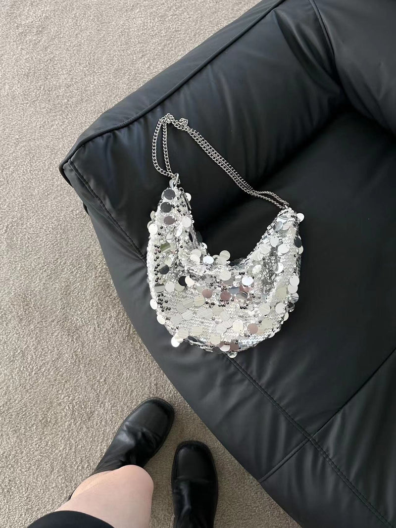 SEQUINS CHAIN HOBO BAG
