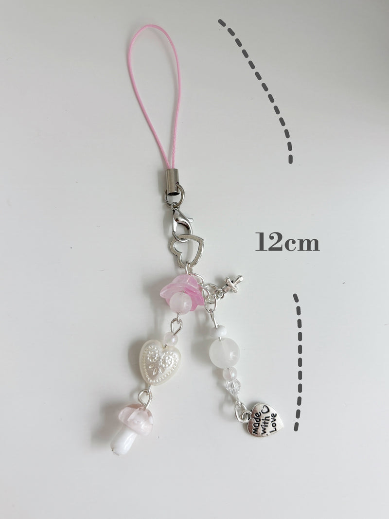 PINK MUSHROOM KEY CHAIN