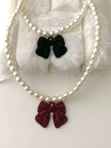 VELVET RIBBON PEARL NECKLACE
