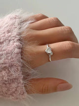 CUBIC HEART OPEN RING