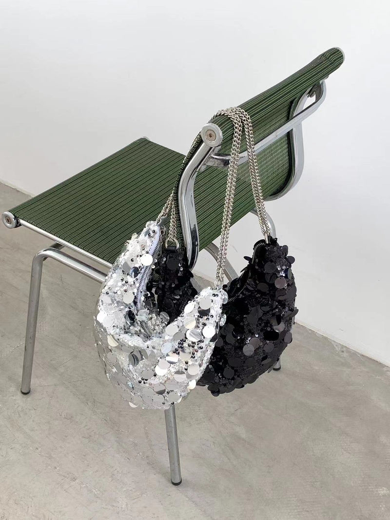 SEQUINS CHAIN HOBO BAG