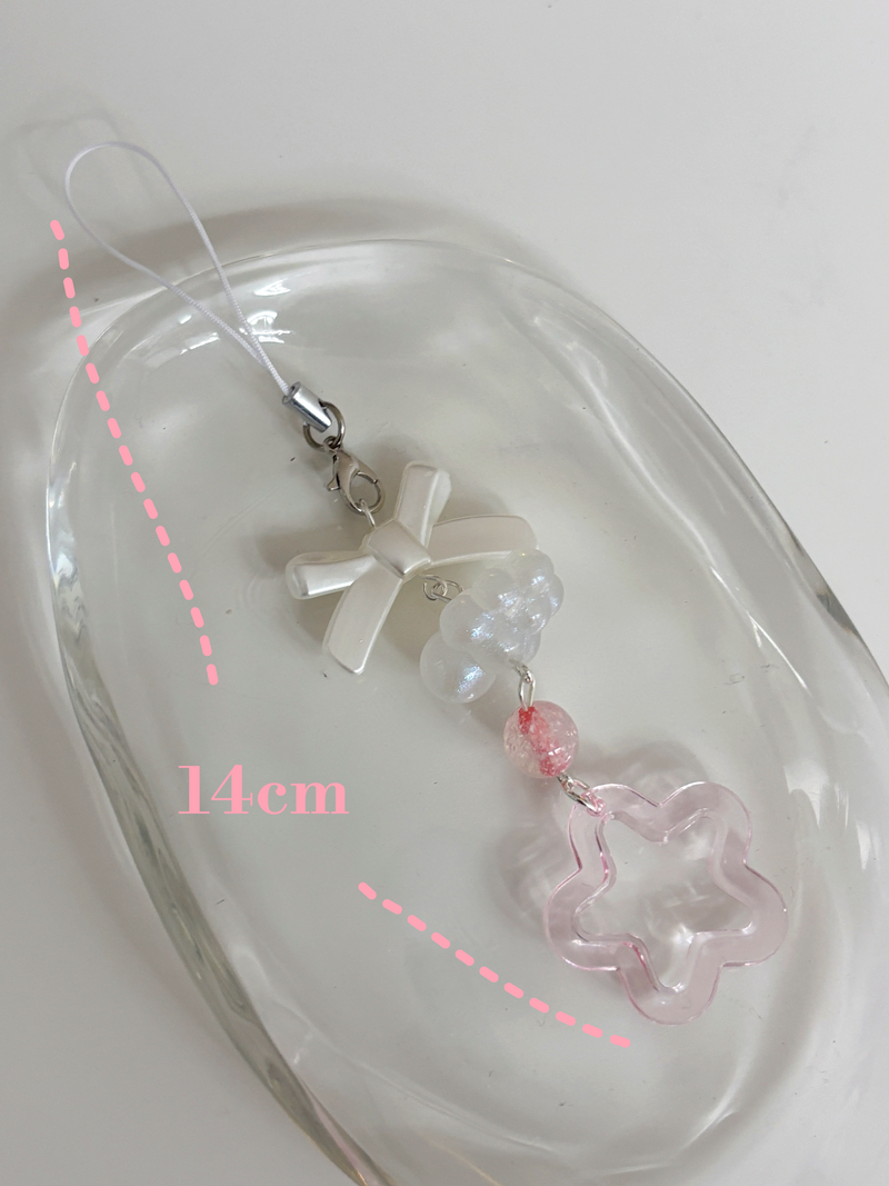 PINK STAR RIBBON KEY CHAIN