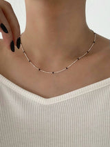 BLACK BALL N SILVER NECKLACE