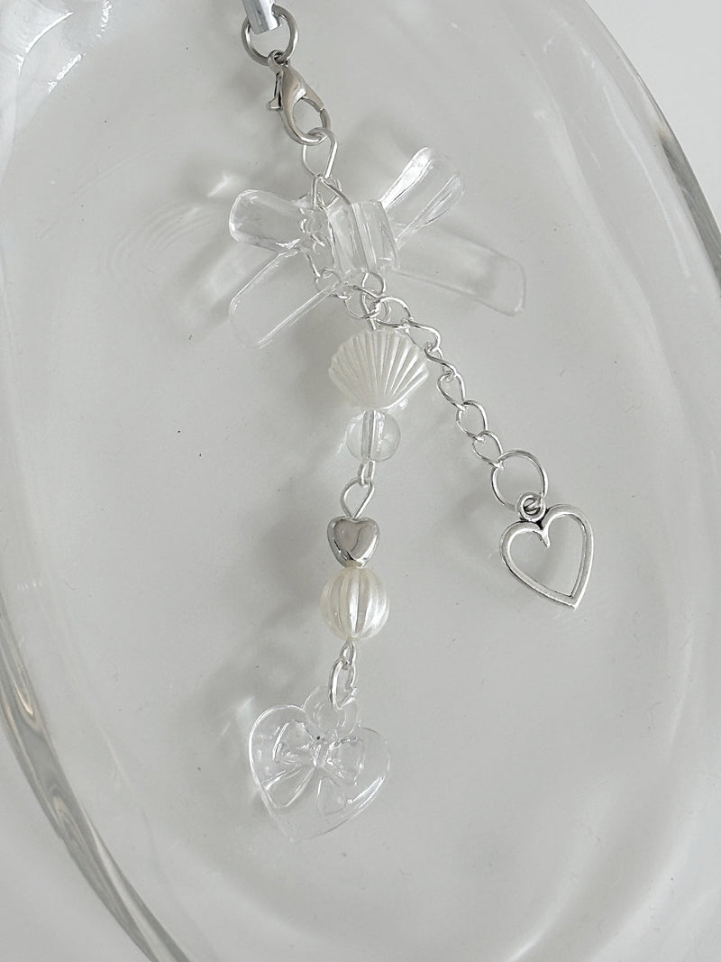 CLEAR RIBBON KEY CHAIN