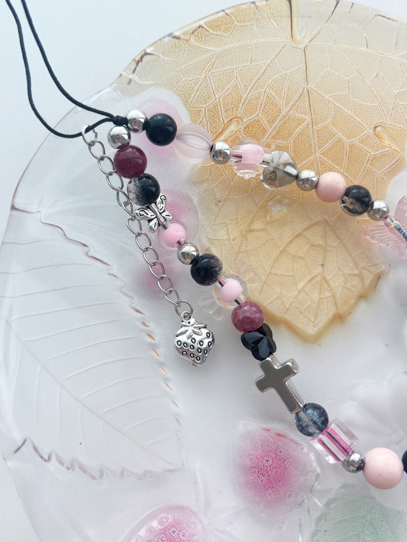 BLACK PINK CROSS STRAP