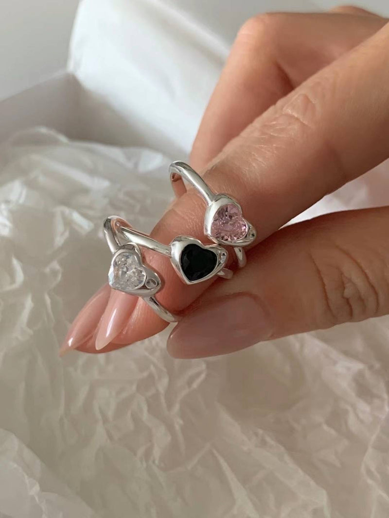 CUBIC HEART OPEN RING