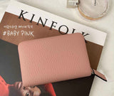 LEATHER SIMPLE ZIPPER CARD WALLET [Pastel pink, Blue]