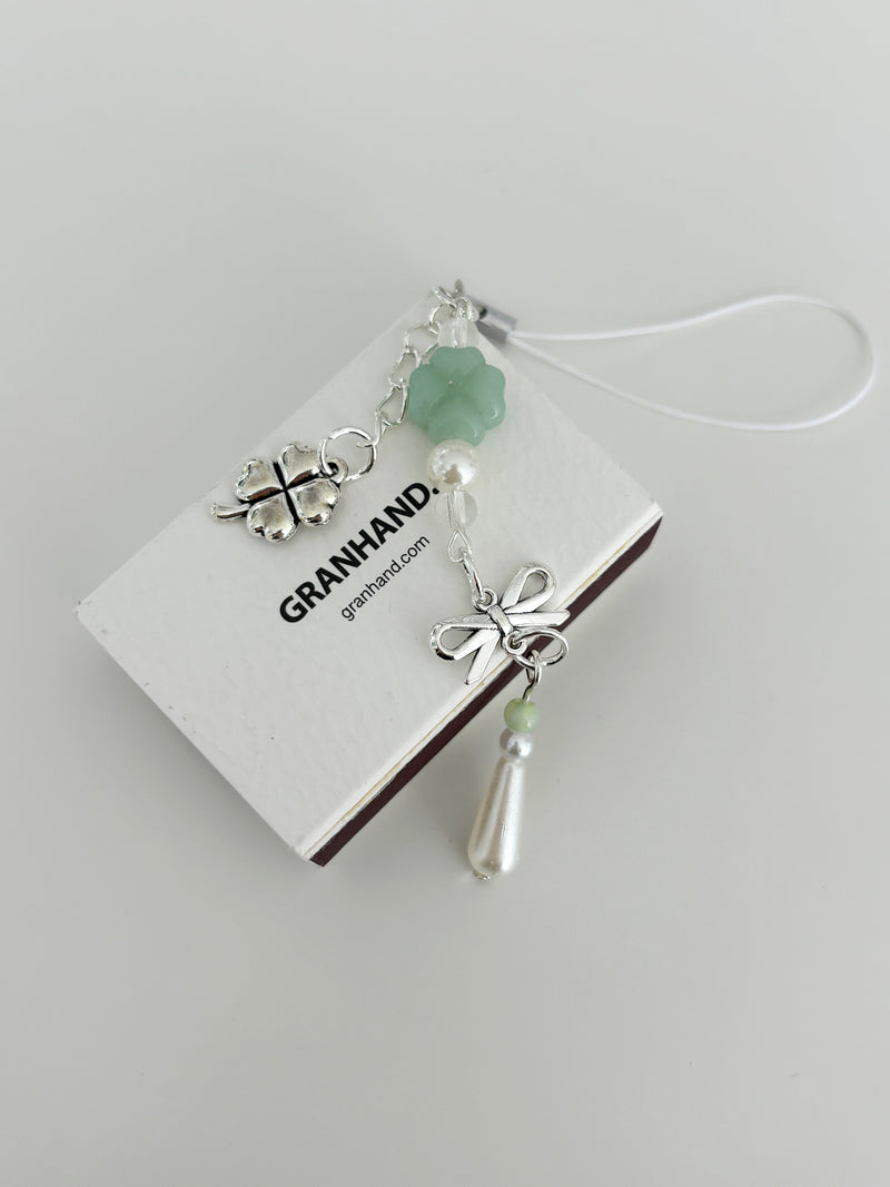 GREEN SILVER CLOVER KEY CHAIN
