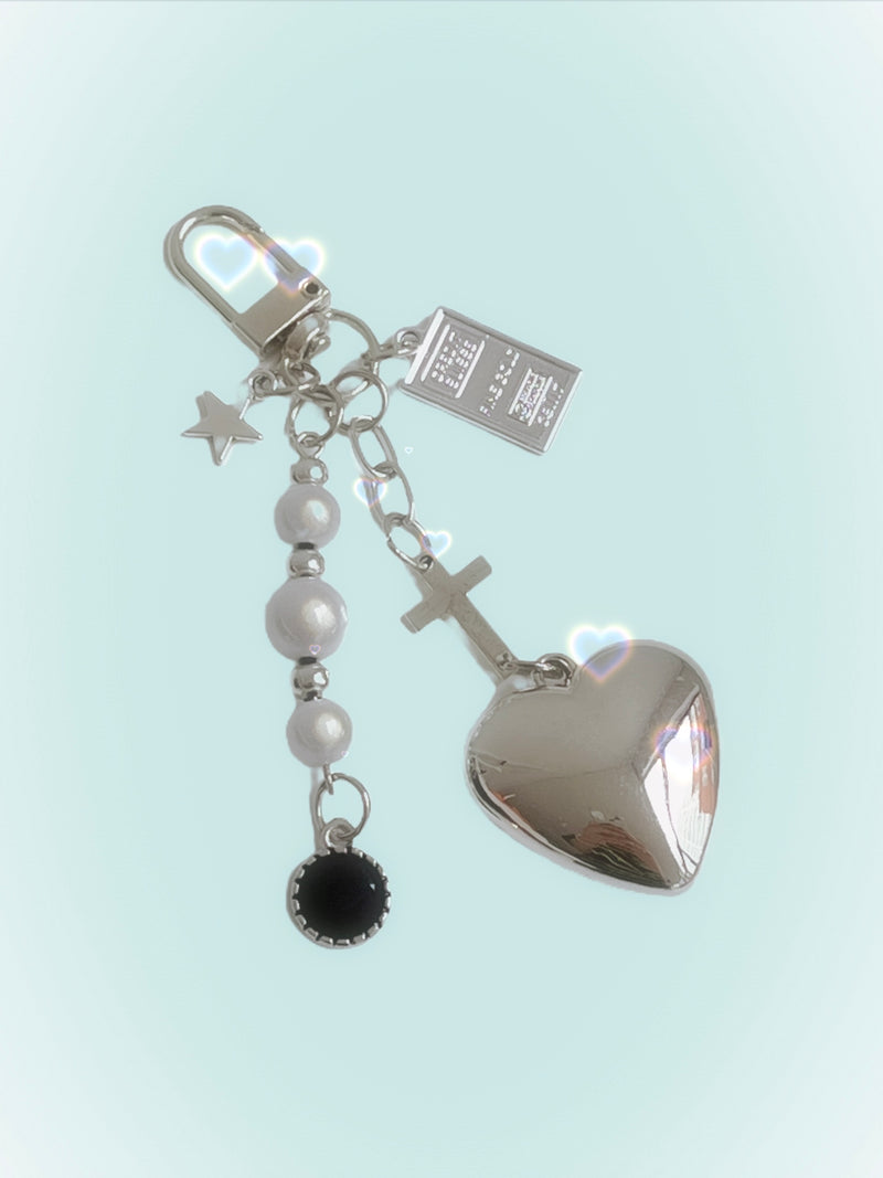 SILVER BIG HEART KEY CHAIN