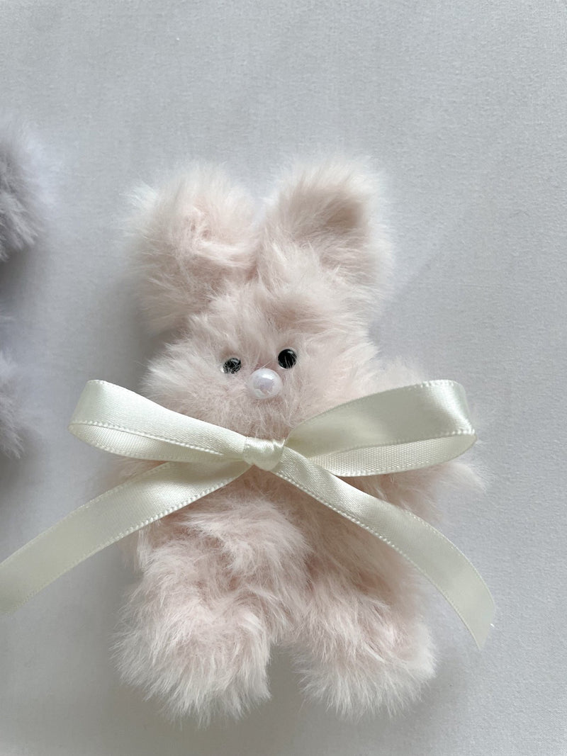 FUR RIBBON RABBIT KEY RING