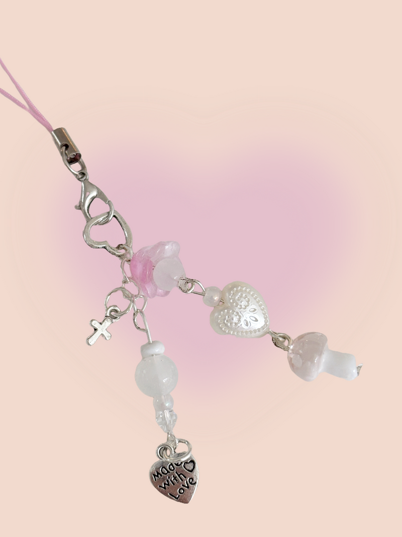 PINK MUSHROOM KEY CHAIN