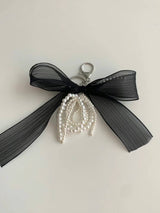 CHIFFON PEARL RIBBON KEY RING