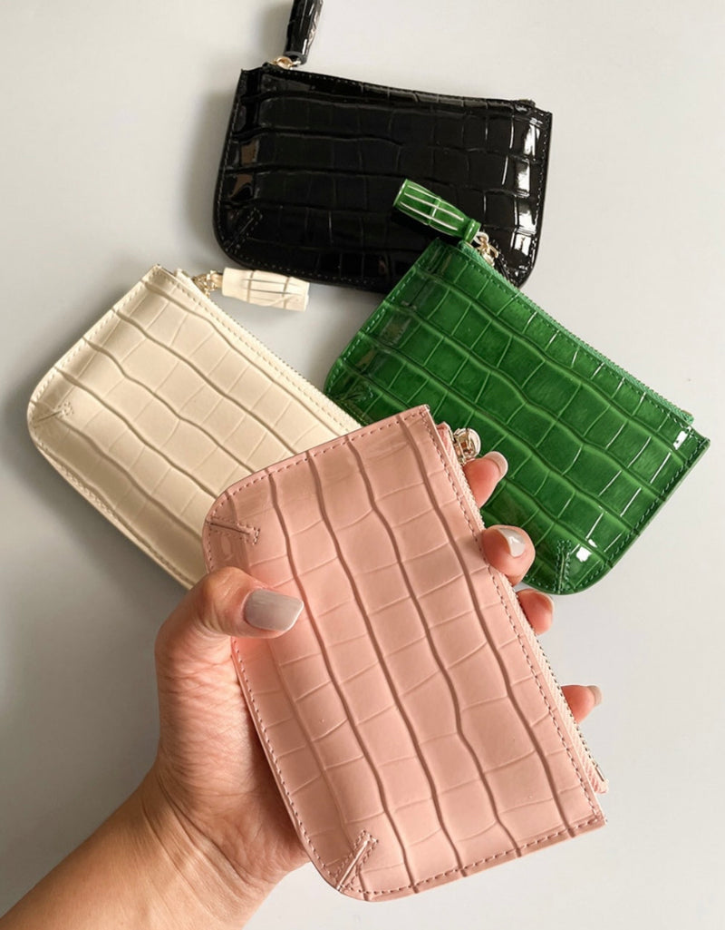 TASSEL ENAMEL WALLET POUCH [Pink]