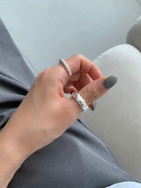 QUILTED CROWN SILVER RING