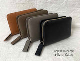 LEATHER SIMPLE ZIPPER CARD WALLET [Pastel pink, Blue]