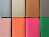LEATHER SIMPLE ZIPPER CARD WALLET [Pastel pink, Blue]