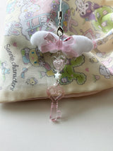 WHITE WING PINK KEY CHAIN