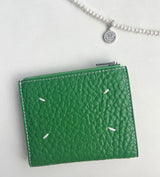 STITCHES LEATHER HALF WALLET