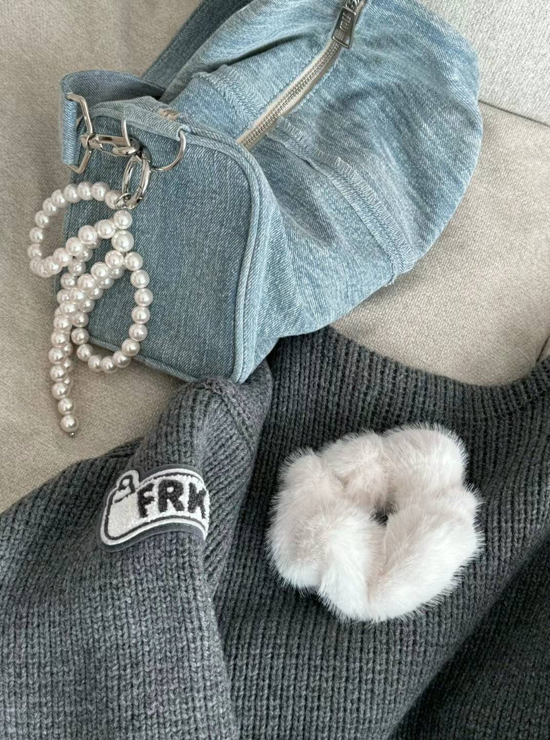 BIG RIBBON PEARL KEY RING