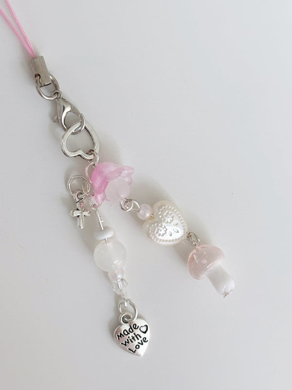 PINK MUSHROOM KEY CHAIN