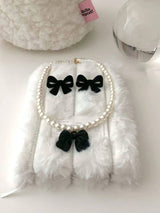 VELVET RIBBON PEARL NECKLACE