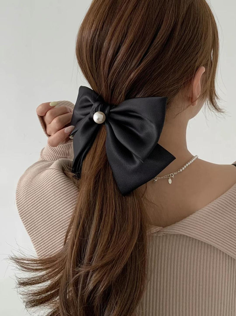 PEARL BIG RIBBON HAIR PIN