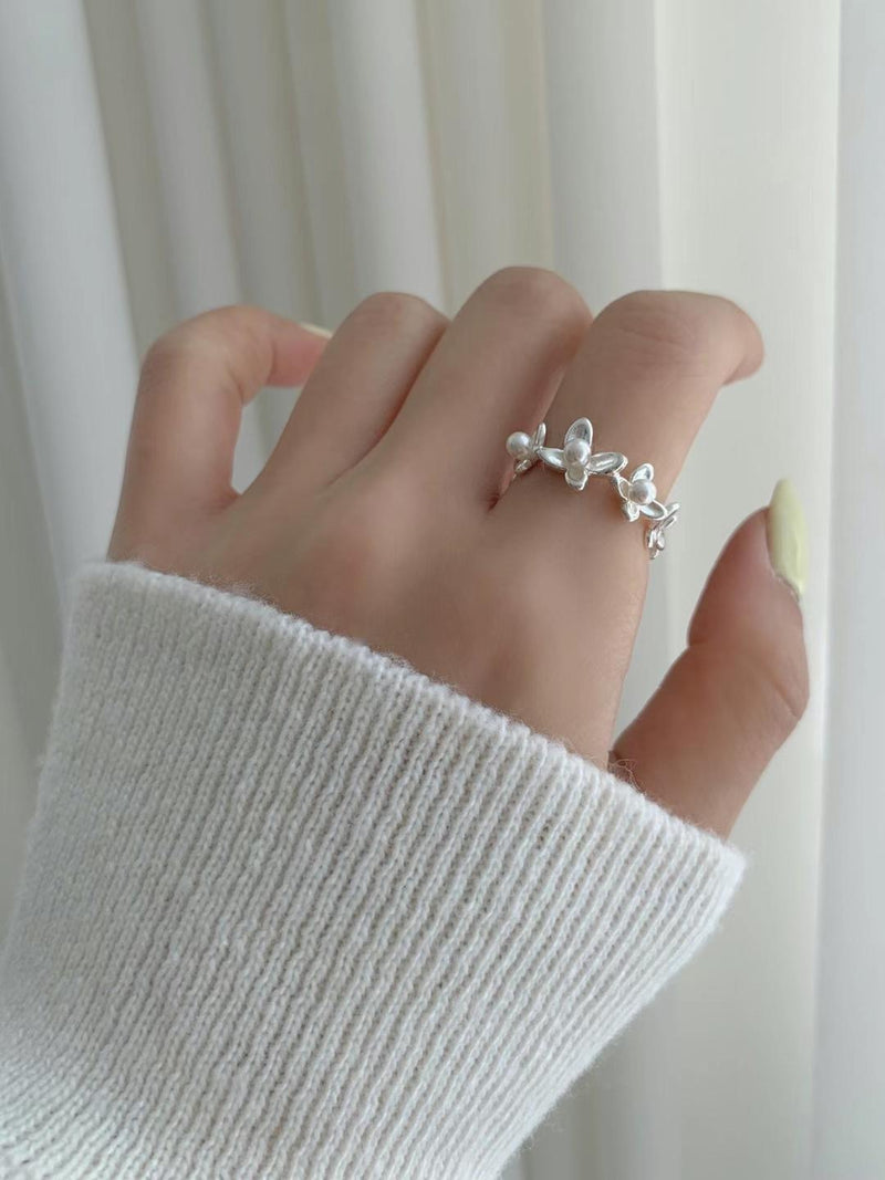 PEARL FLOWER OPEN RING