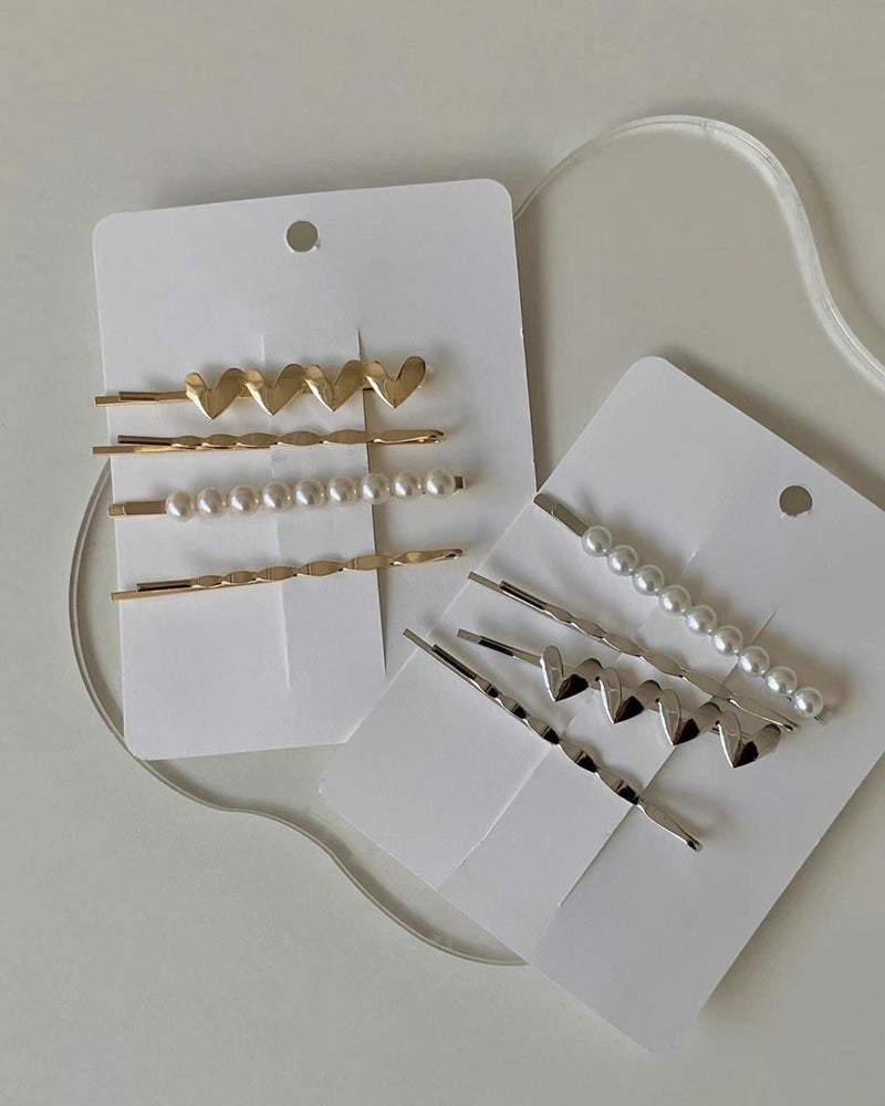 HEART AND PEARL HAIR SET