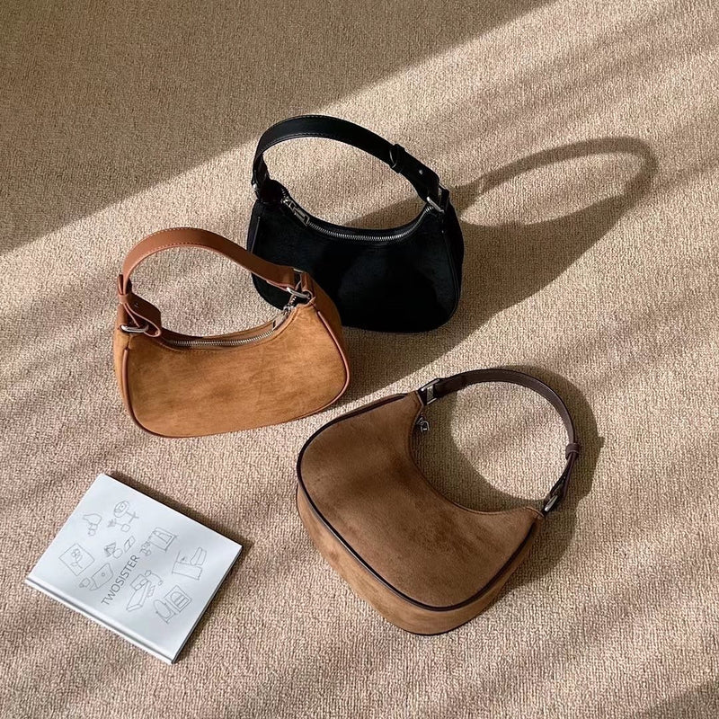 SUEDE HOBO BAG [Black]